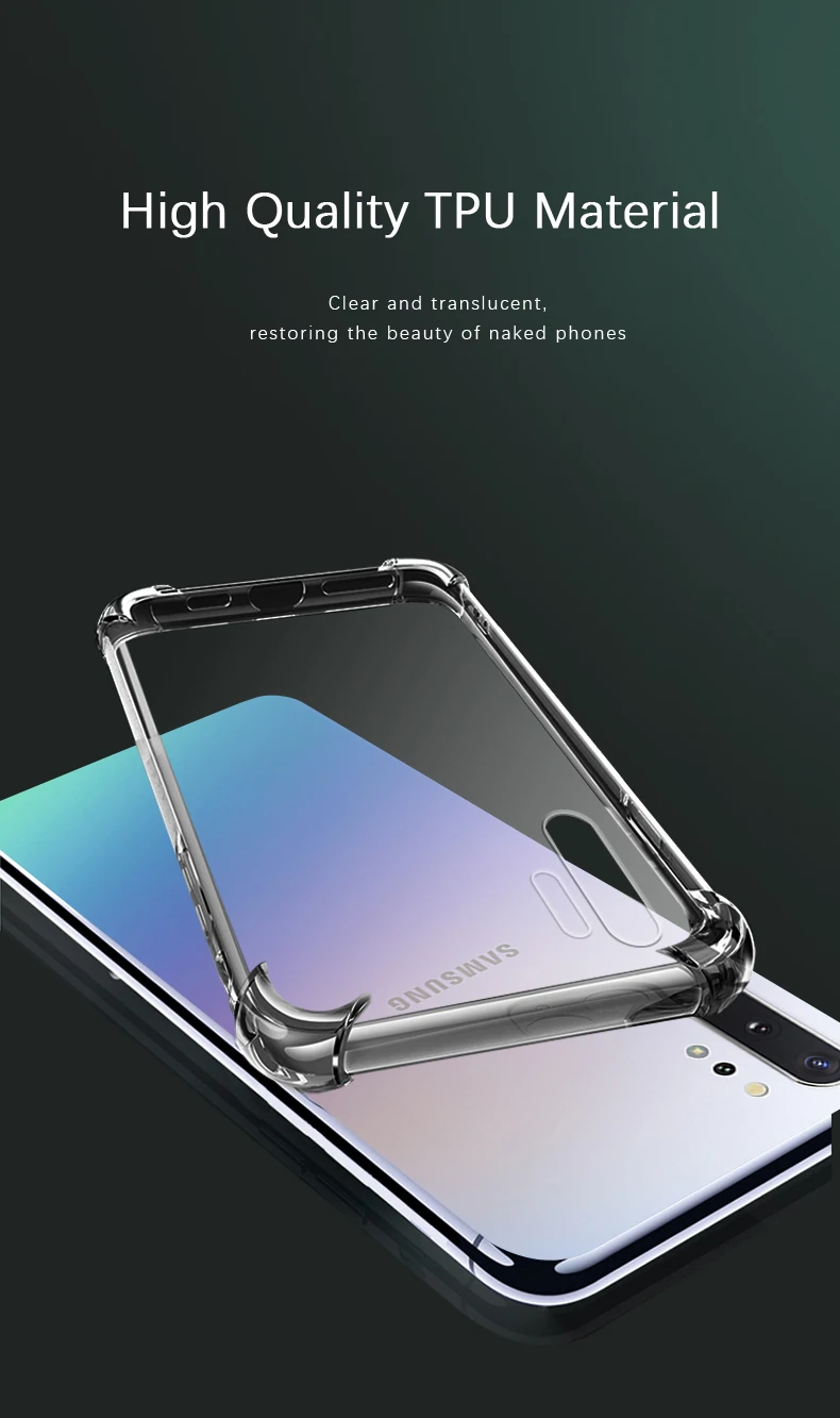 Vista frontal de la funda transparente ajuste perfecto