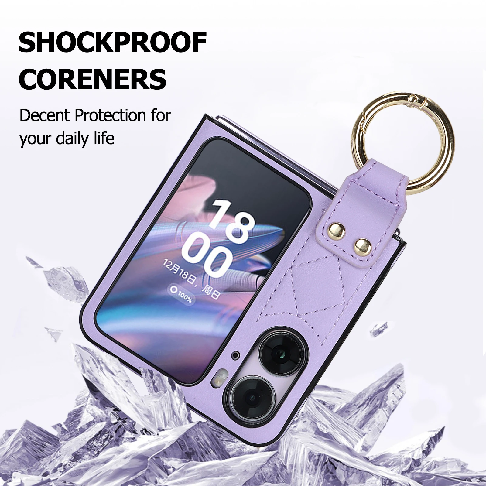 Funda Cuero OPPO Find N2 Flip 5G con Soporte Anillo Antigolpes - imagen 4