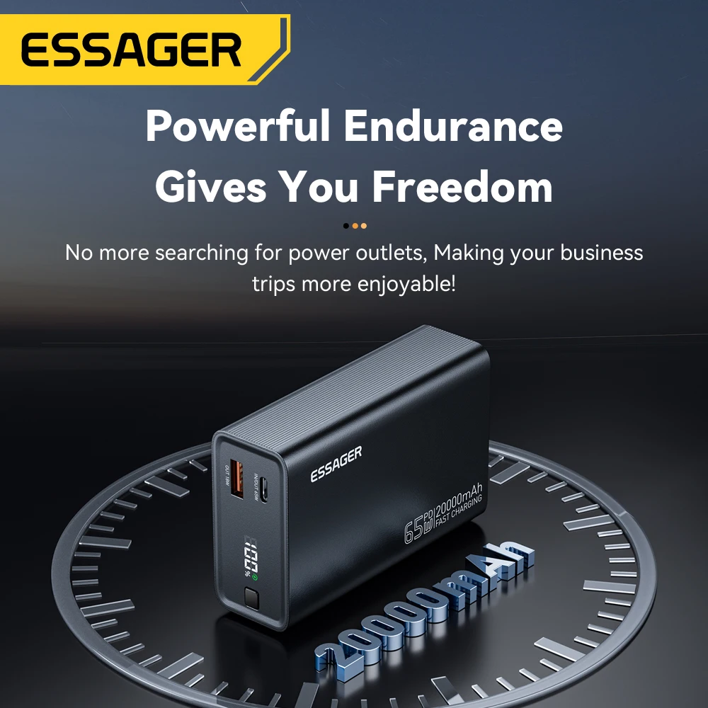 Essager Power Bank 65W – Carga Rápida USB-C Portátil - imagen 3