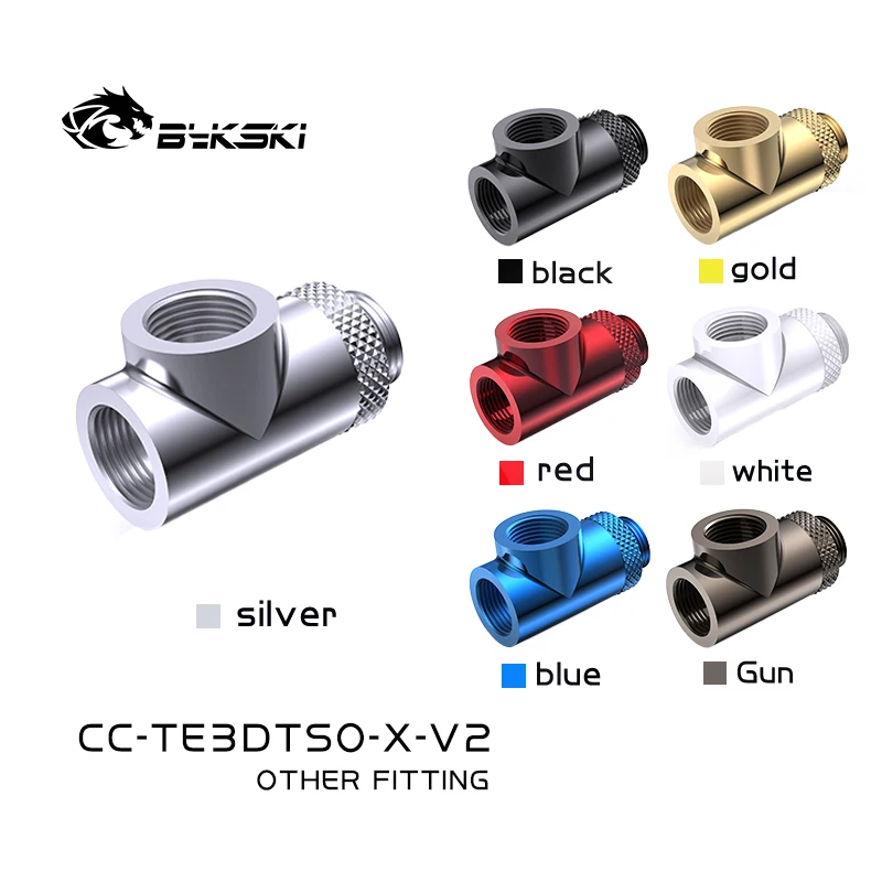 Bykski Adaptador T 3 Vías G1/4" Refrigeración Líquida PC - imagen 5