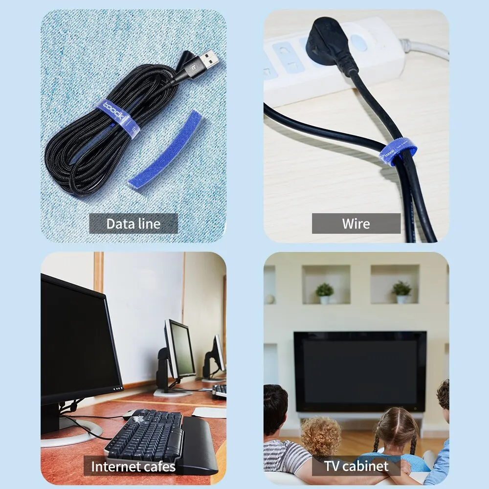Toocki Organizador de Cables 5m x 10mm – Bridas Enrolladoras Reutilizables - imagen 2