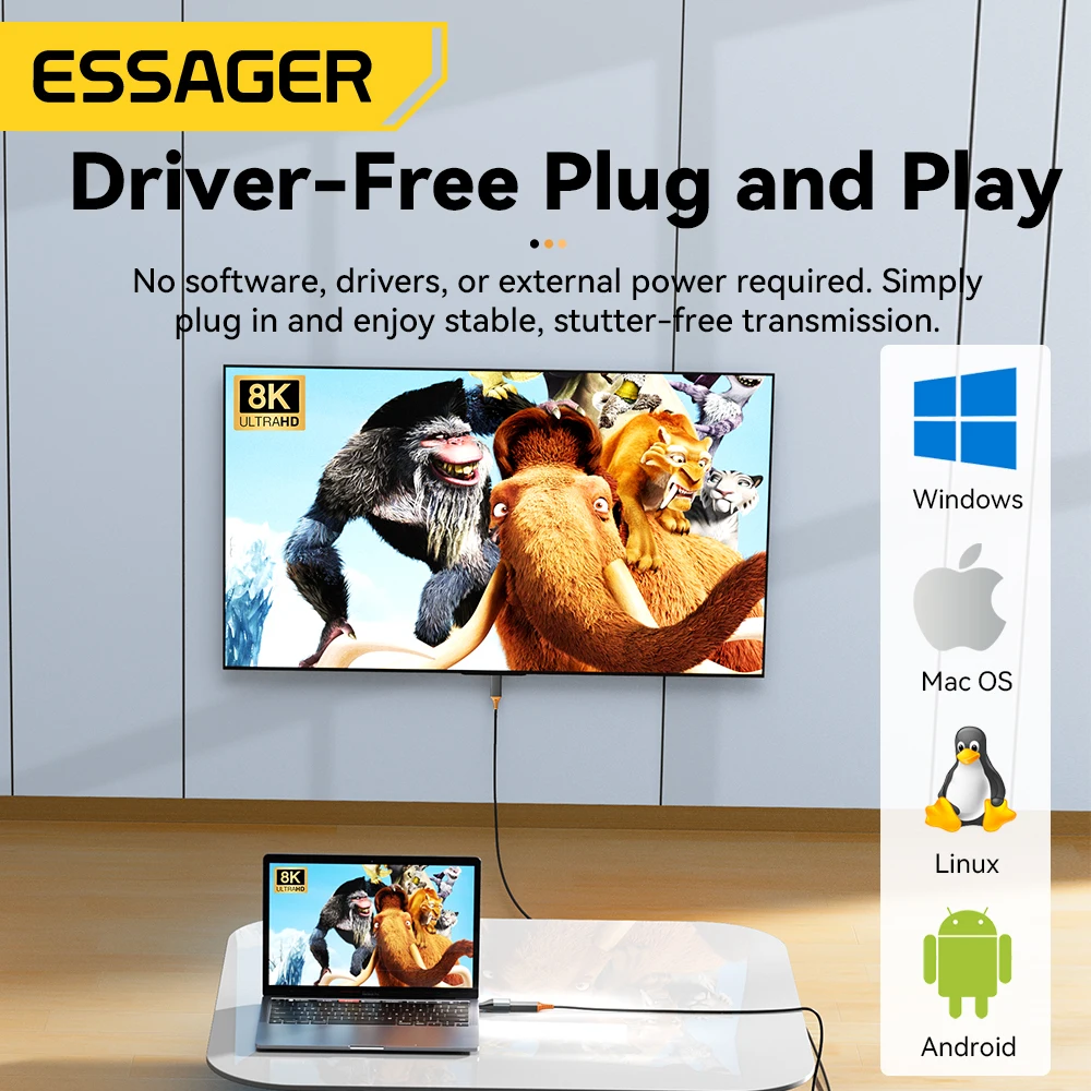 Essager Adaptador USB-C a HDMI 8K 60Hz – 4K 120Hz para MacBook - imagen 5