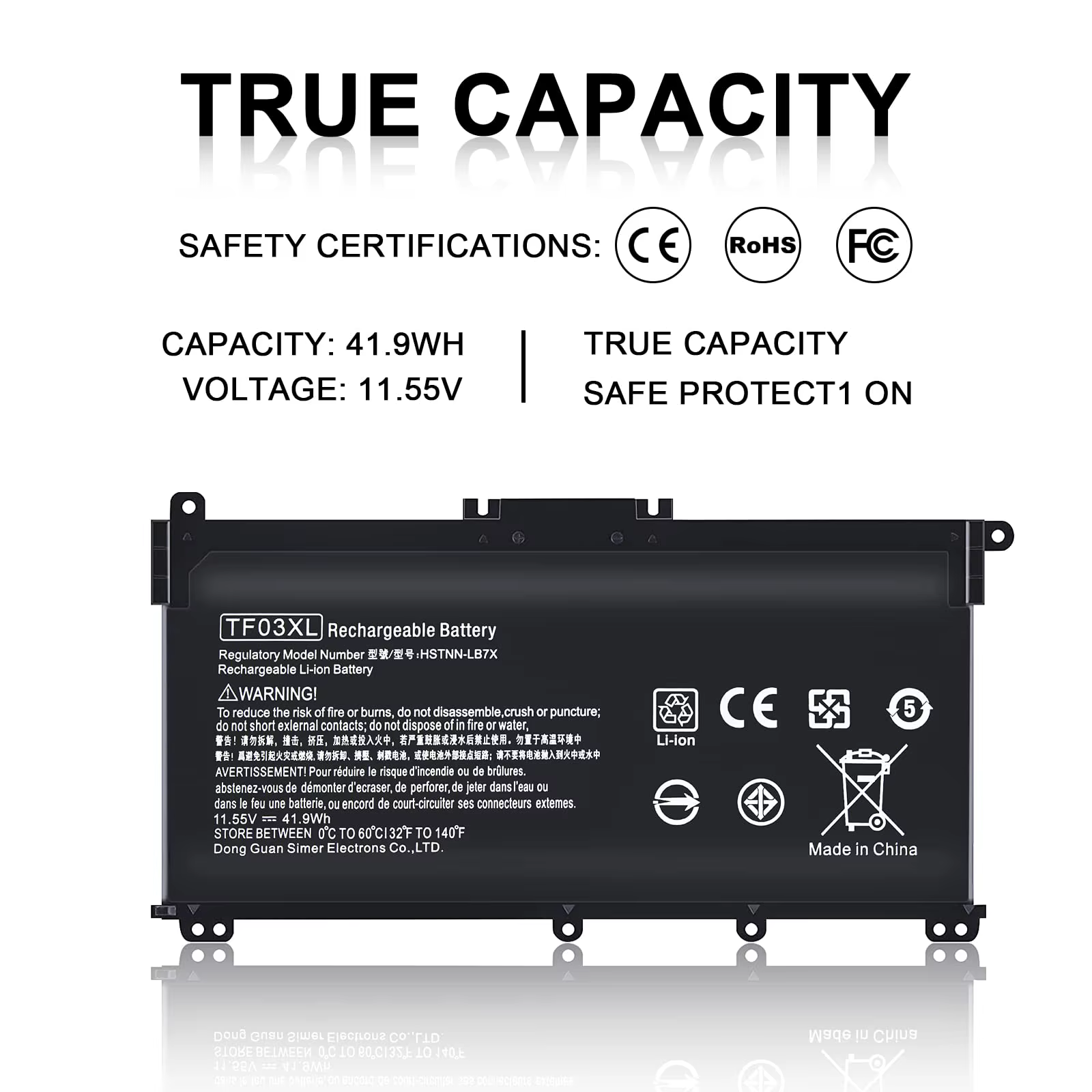 Etiqueta de seguridad y compatibilidad TF03XL