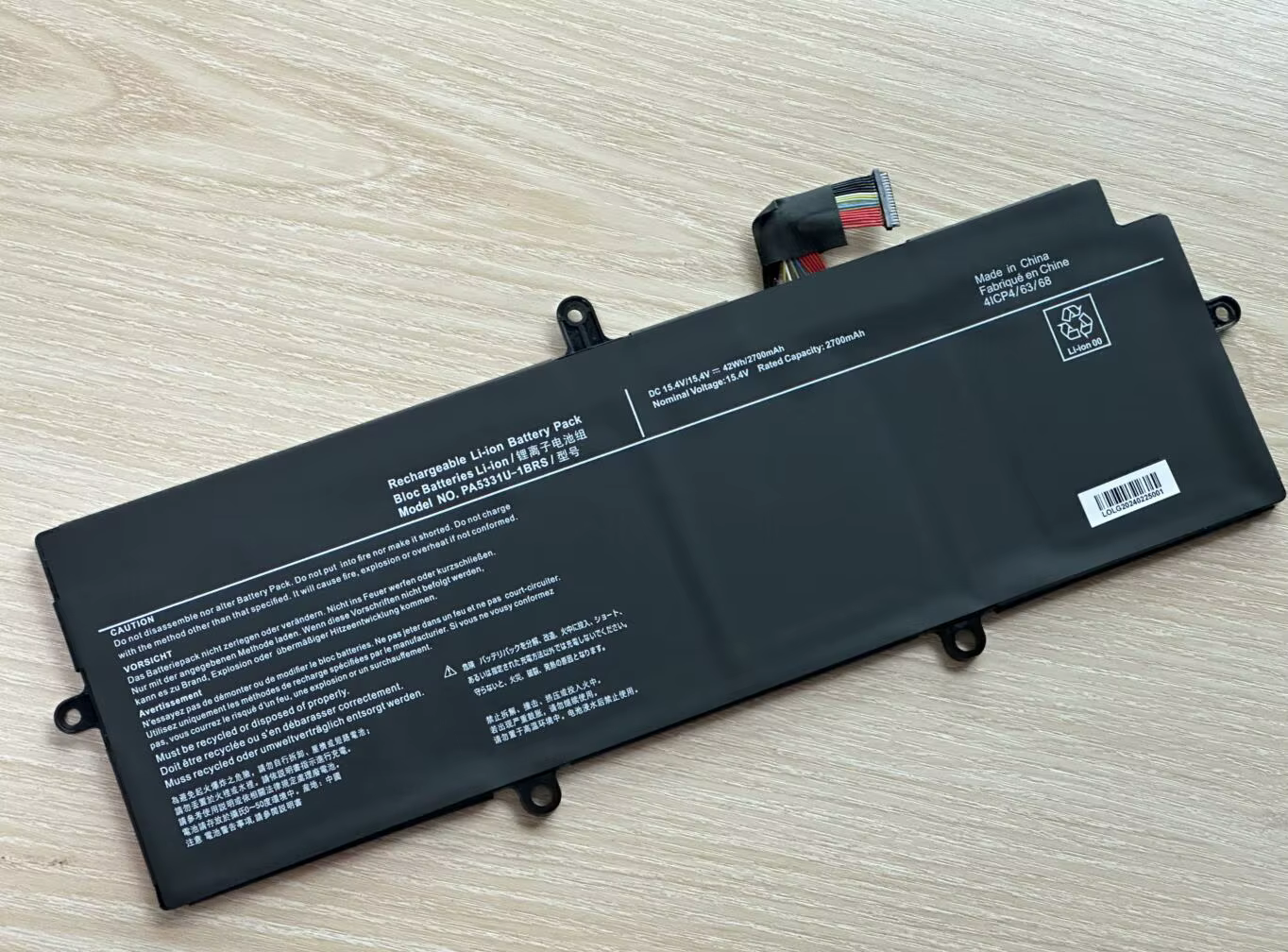 Batería instalada en un portátil Toshiba