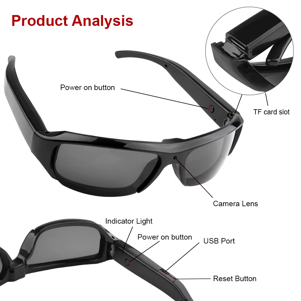Gafas Videoregistradoras HD 1080P Polarizadas para Conducir y Ciclismo - imagen 2