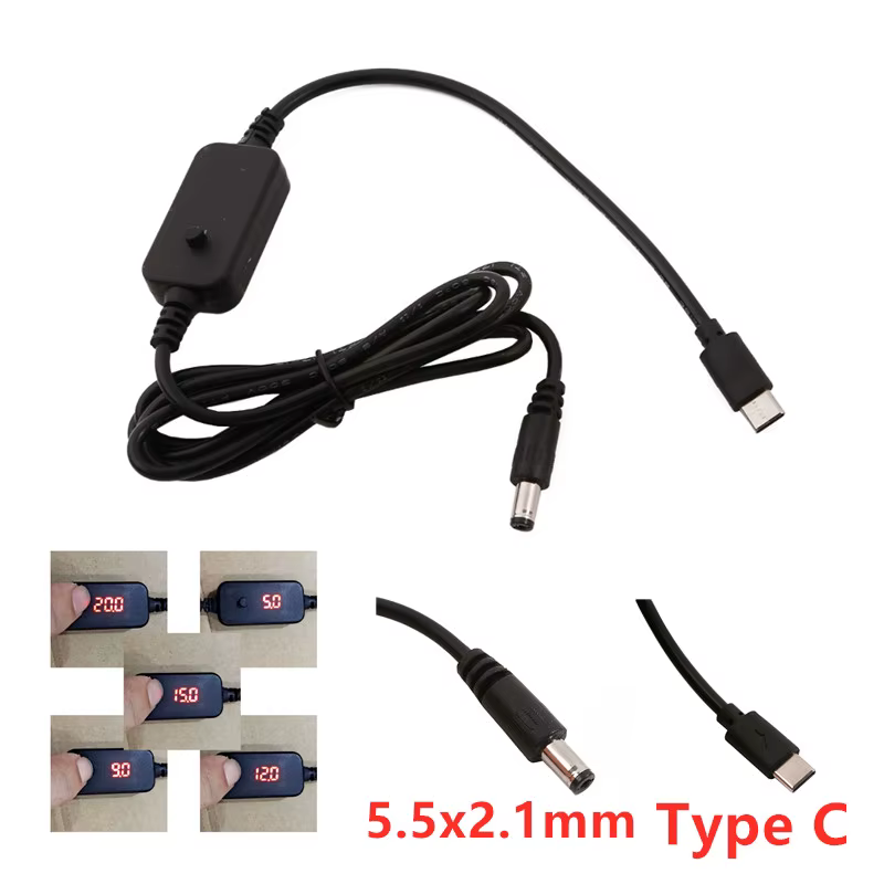 Detalle del conector 5,5x2,1mm con polaridad positiva interior