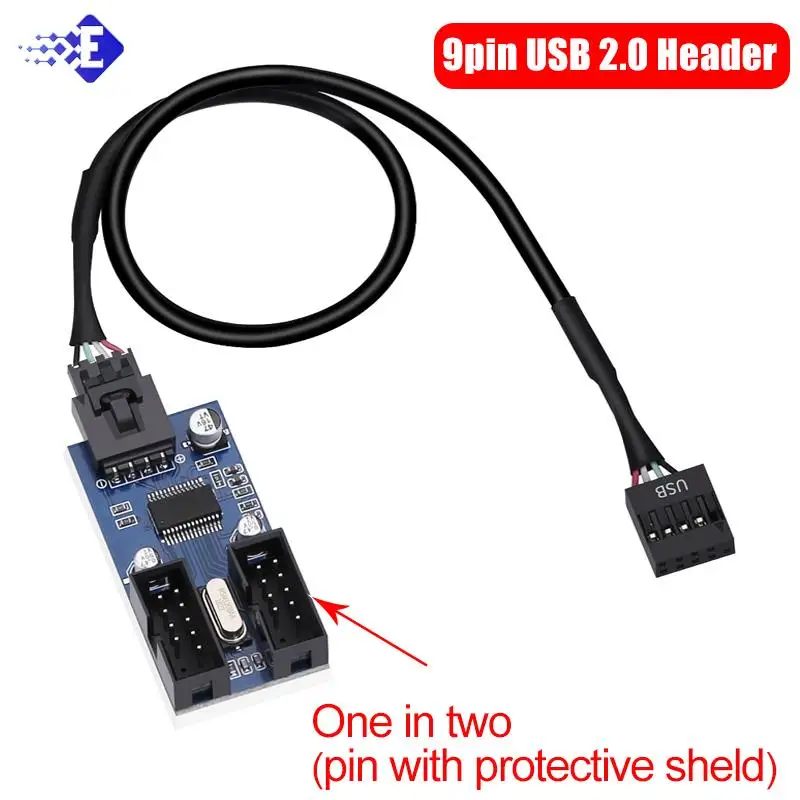Tarjeta expansión USB 2.0 con cable – Adaptador macho a 2 hembras