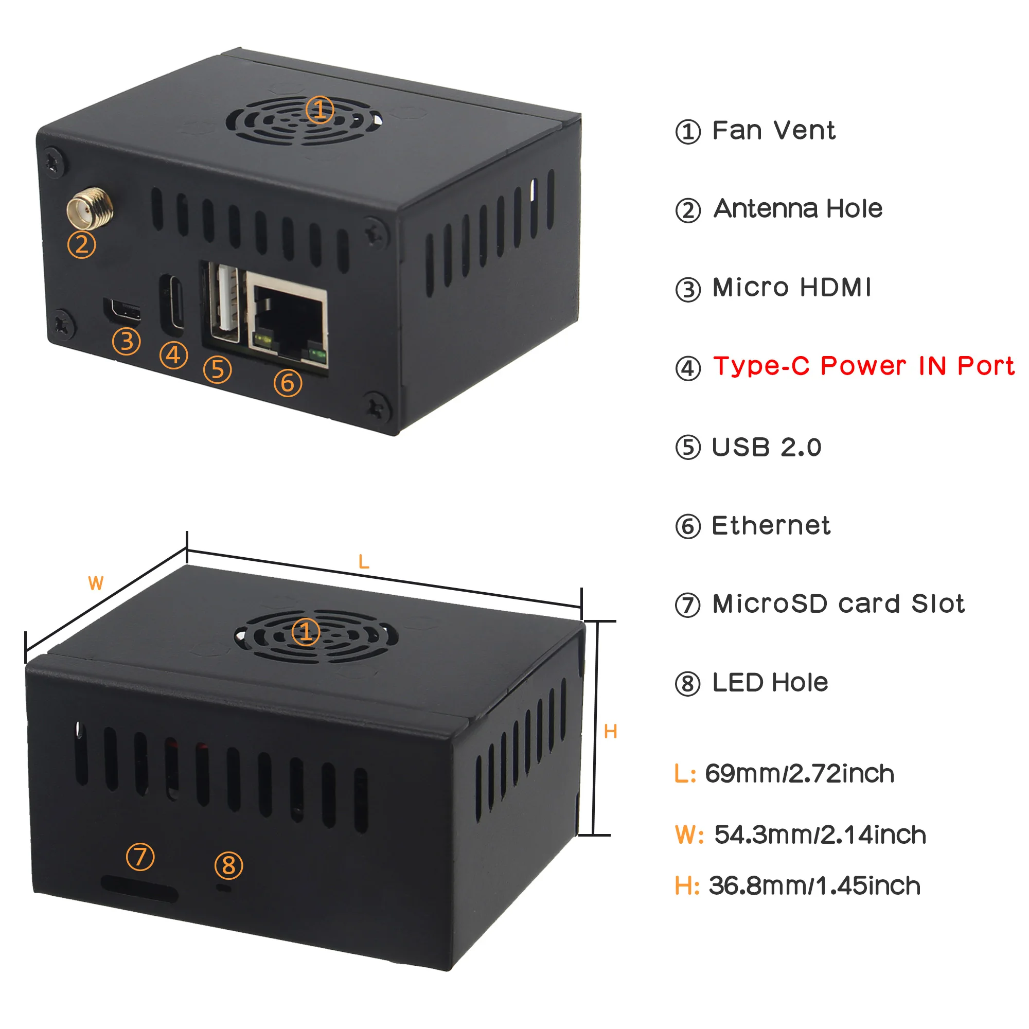 Carcasa Raspberry Pi Zero 3 con ventilador, disipador y antena - imagen 2