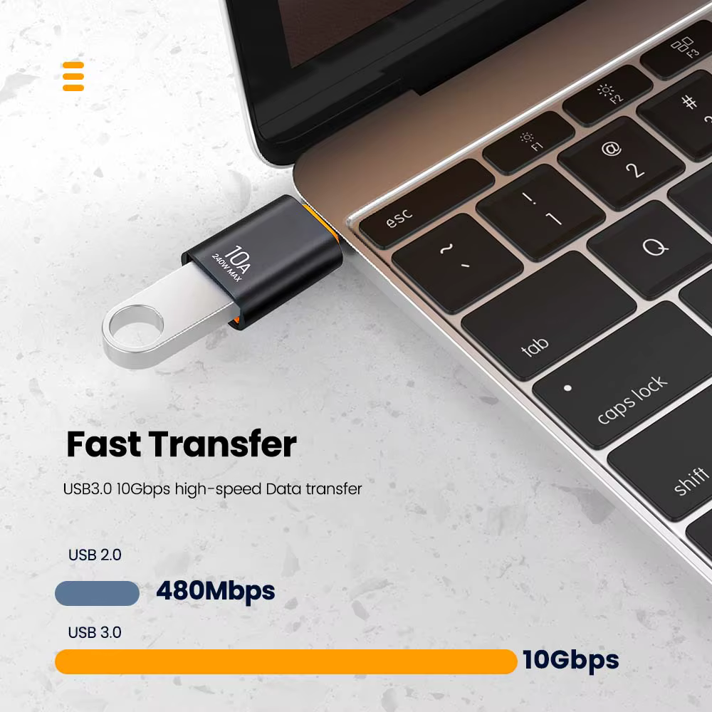 Adaptador USB-C a USB-A 10A OTG para MacBook, iPad, Samsung, Huawei - imagen 4