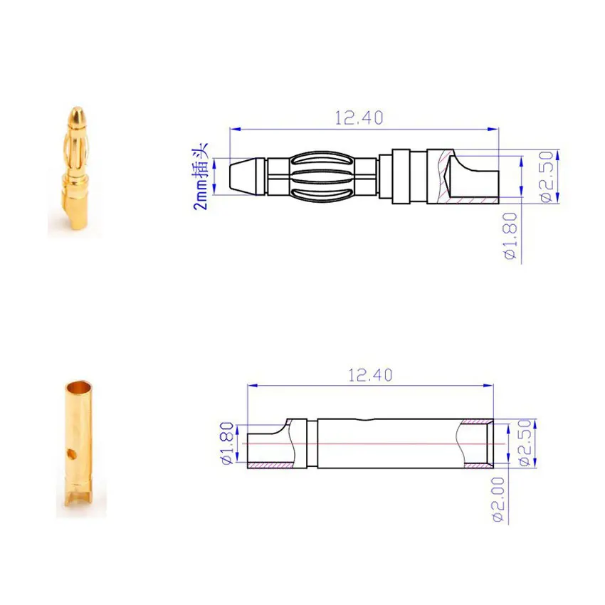 Conector Banana Chapado Oro 3-6 mm Macho/Hembra Alta Calidad - imagen 5