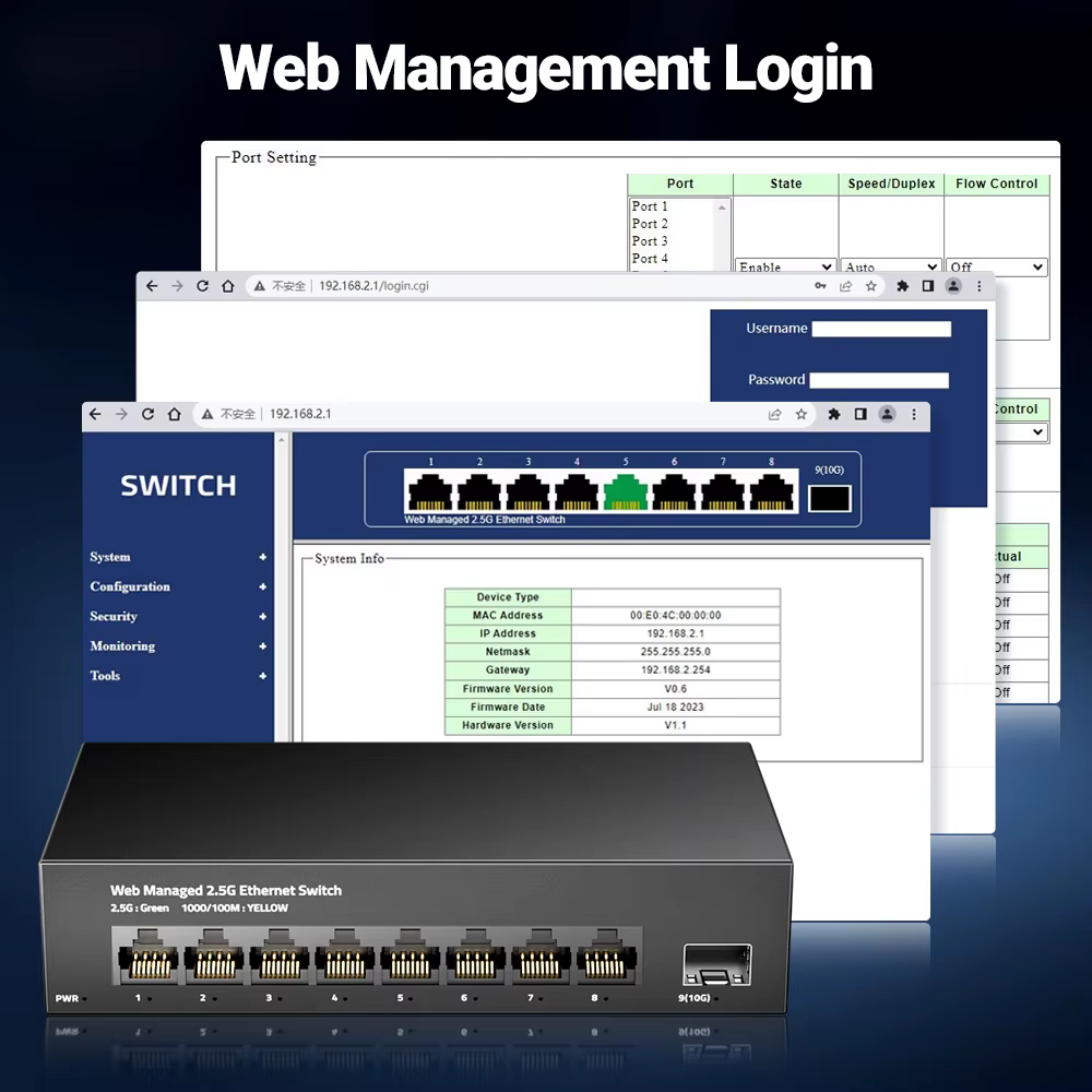 AMPCOM Switch gestionable 2,5 GbE de 8 puertos con 10G SFP+ - imagen 2