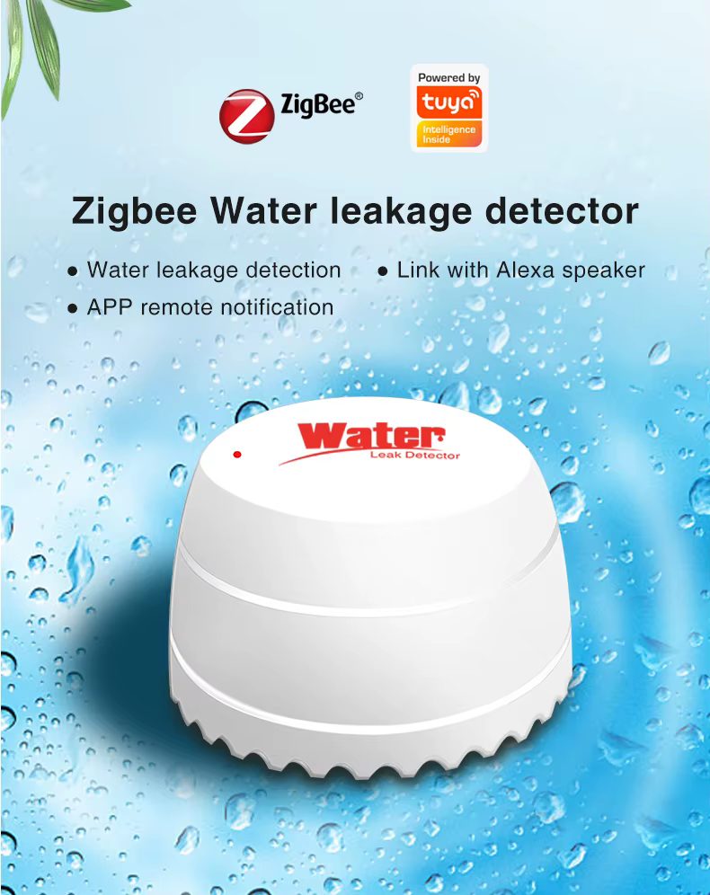 Detector de fugas de agua Zigbee visto desde arriba