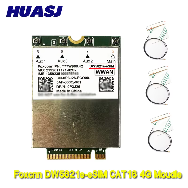 Detalle del conector M.2 y antenas integradas