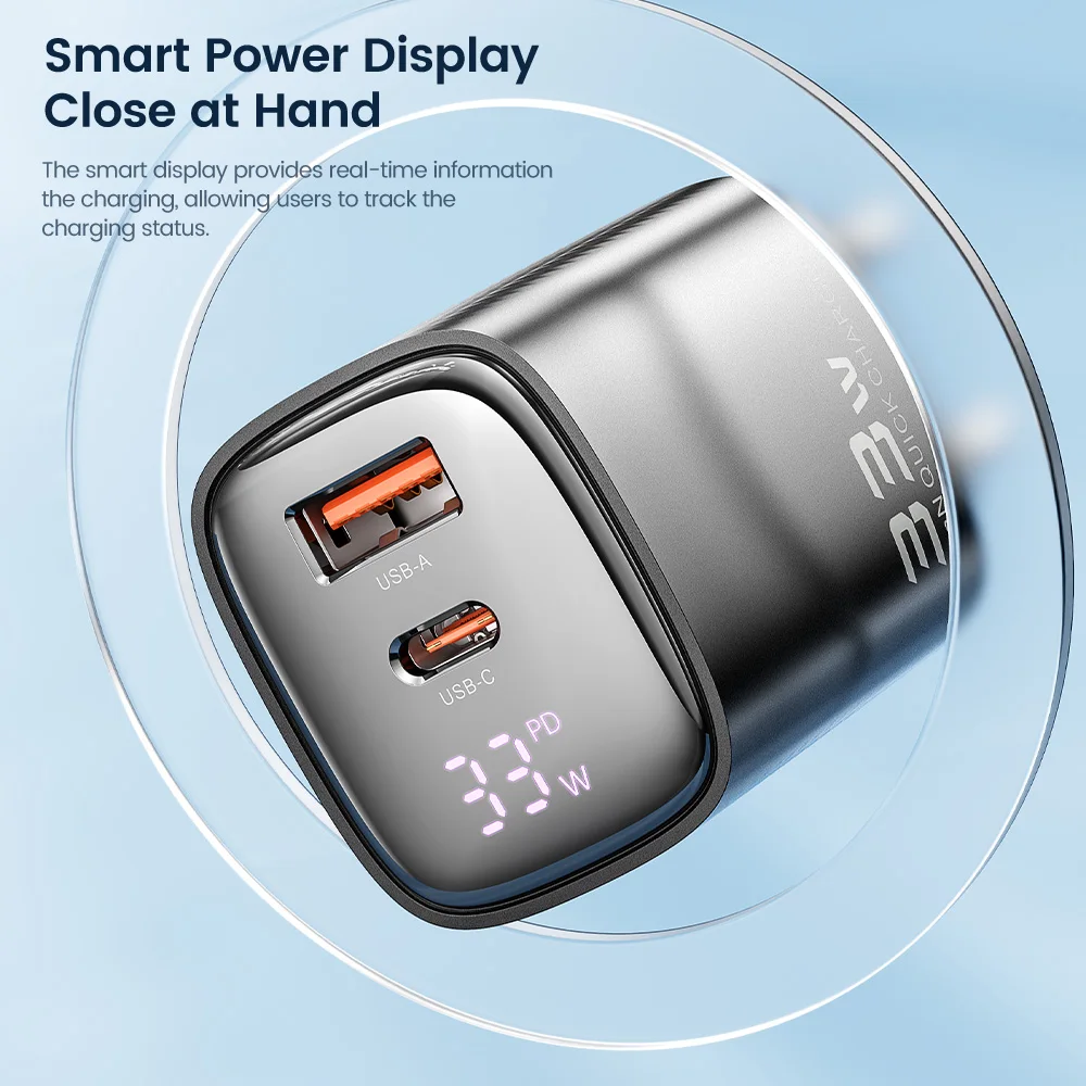 Toocki Cargador USB-C GaN 33W Pantalla Digital iPhone Samsung - imagen 2