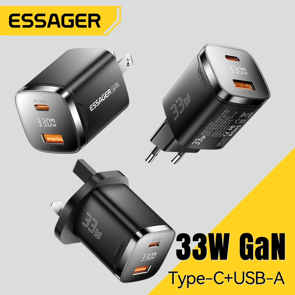 Cargador USB-C GaN con Pantalla Digital y Carga Rápida PD