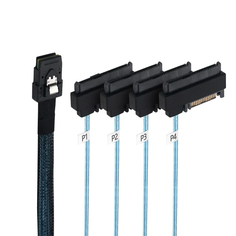Cable Mini SAS vista lateral en malla tejida