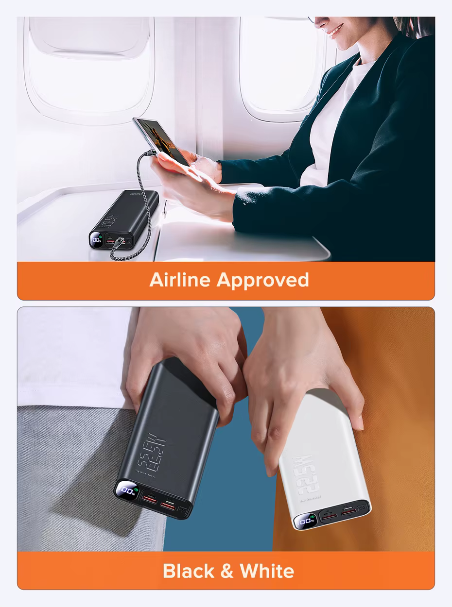 Power bank en contexto de viaje con maleta
