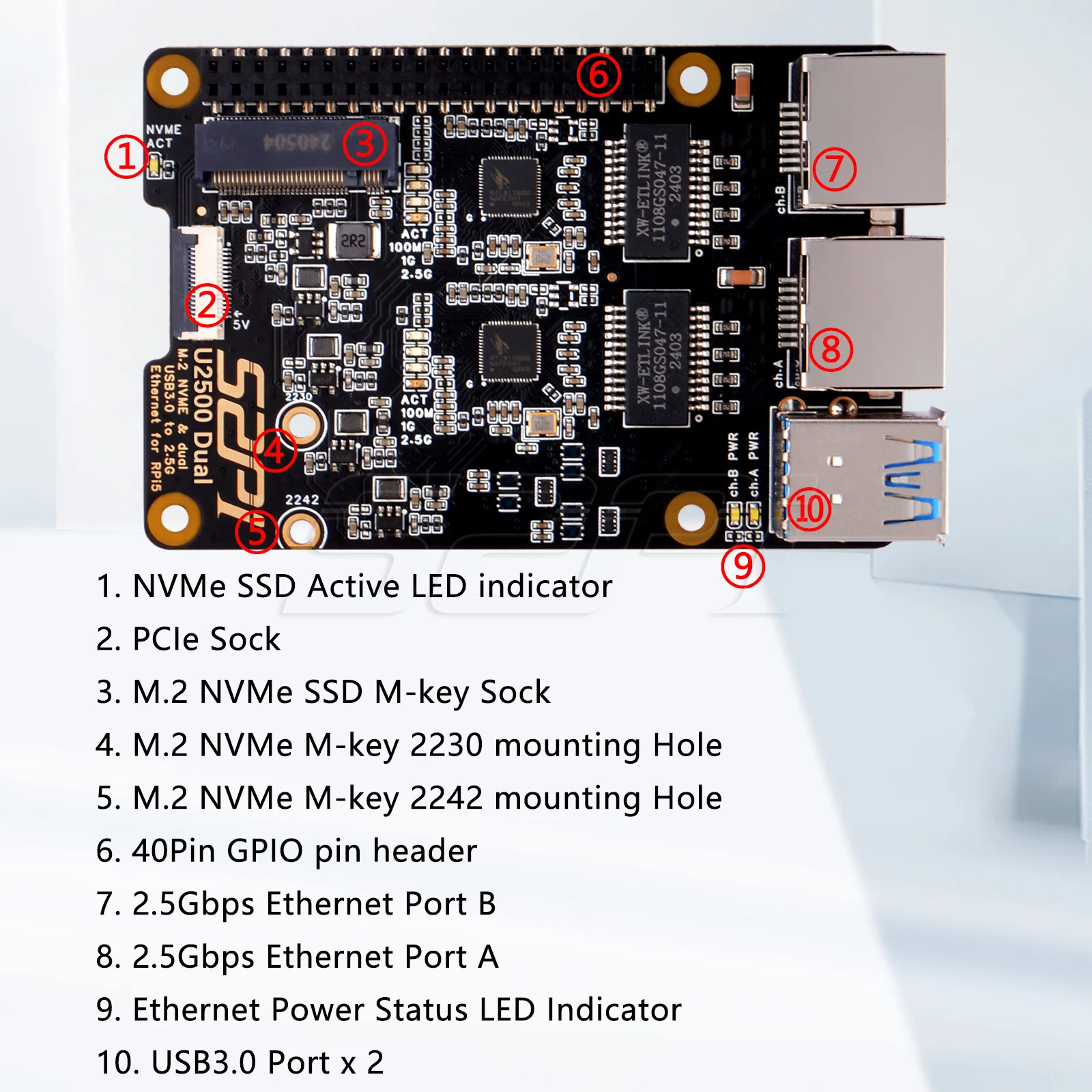Adaptador M.2 NVMe a USB SuperSpeed Raspberry Pi Quinta Gen Dual - imagen 4