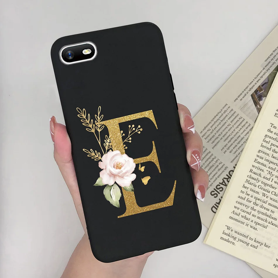 Funda de silicona OPPO A1K con diseño floral y letras