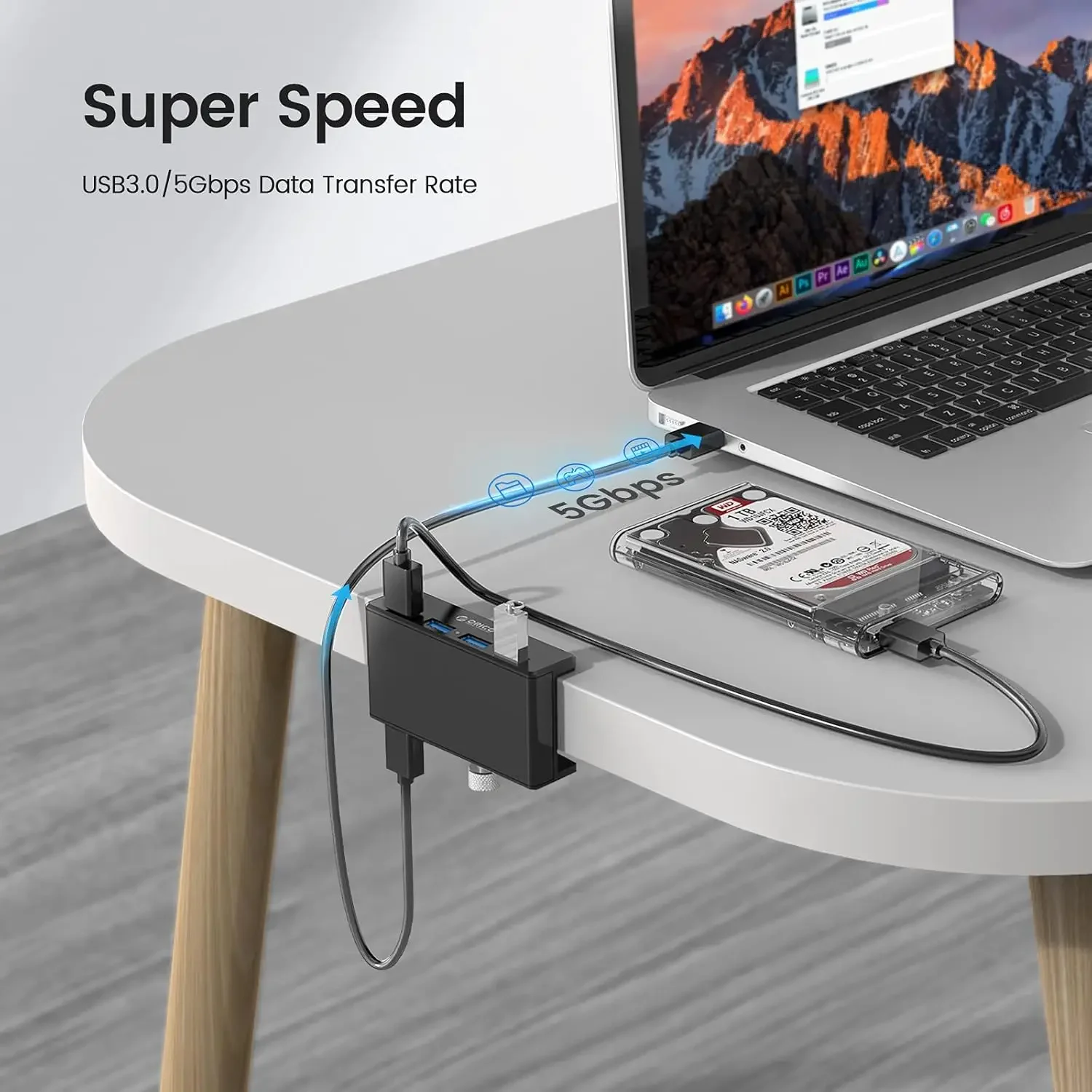 Concentrador USB 10Gbps – USB 3.2 con clip divisor para MacBook iMac - imagen 5