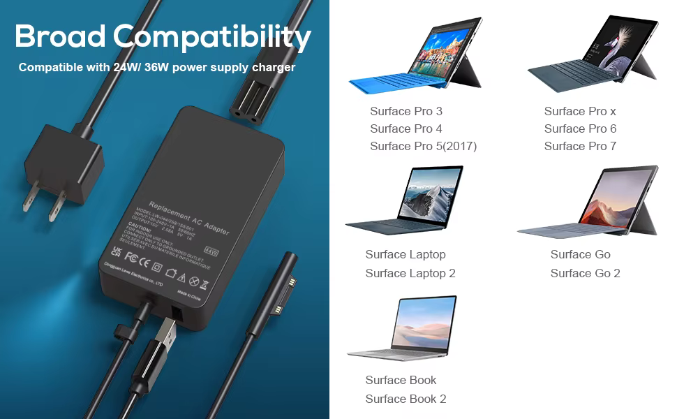 Cargador conectado a un Surface Pro 8 en modo escritorio