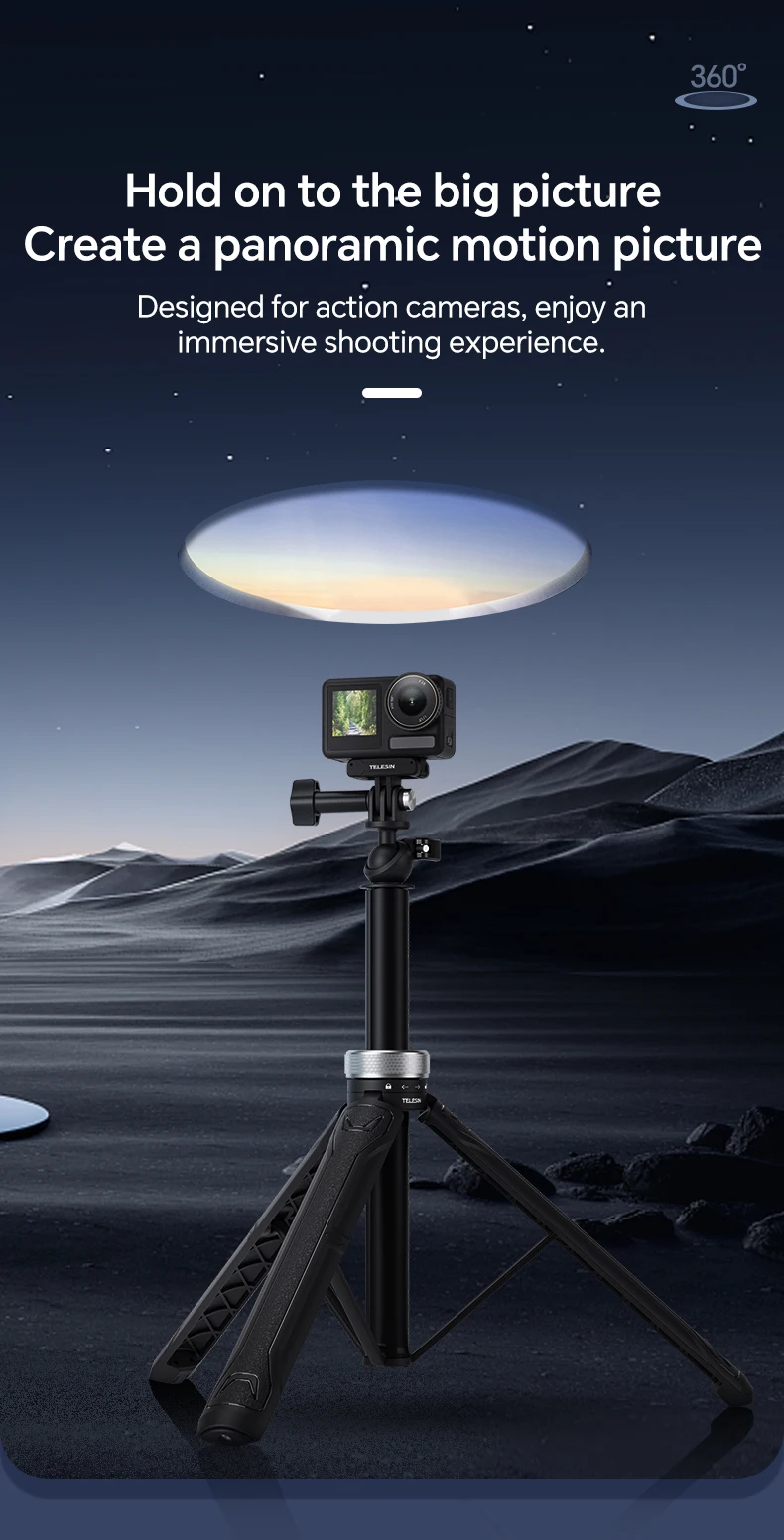Palo de selfie TELESIN extendido con trípode