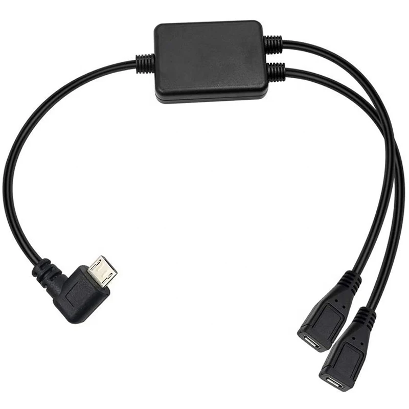 Conector micro USB angular con dos puertos hembra