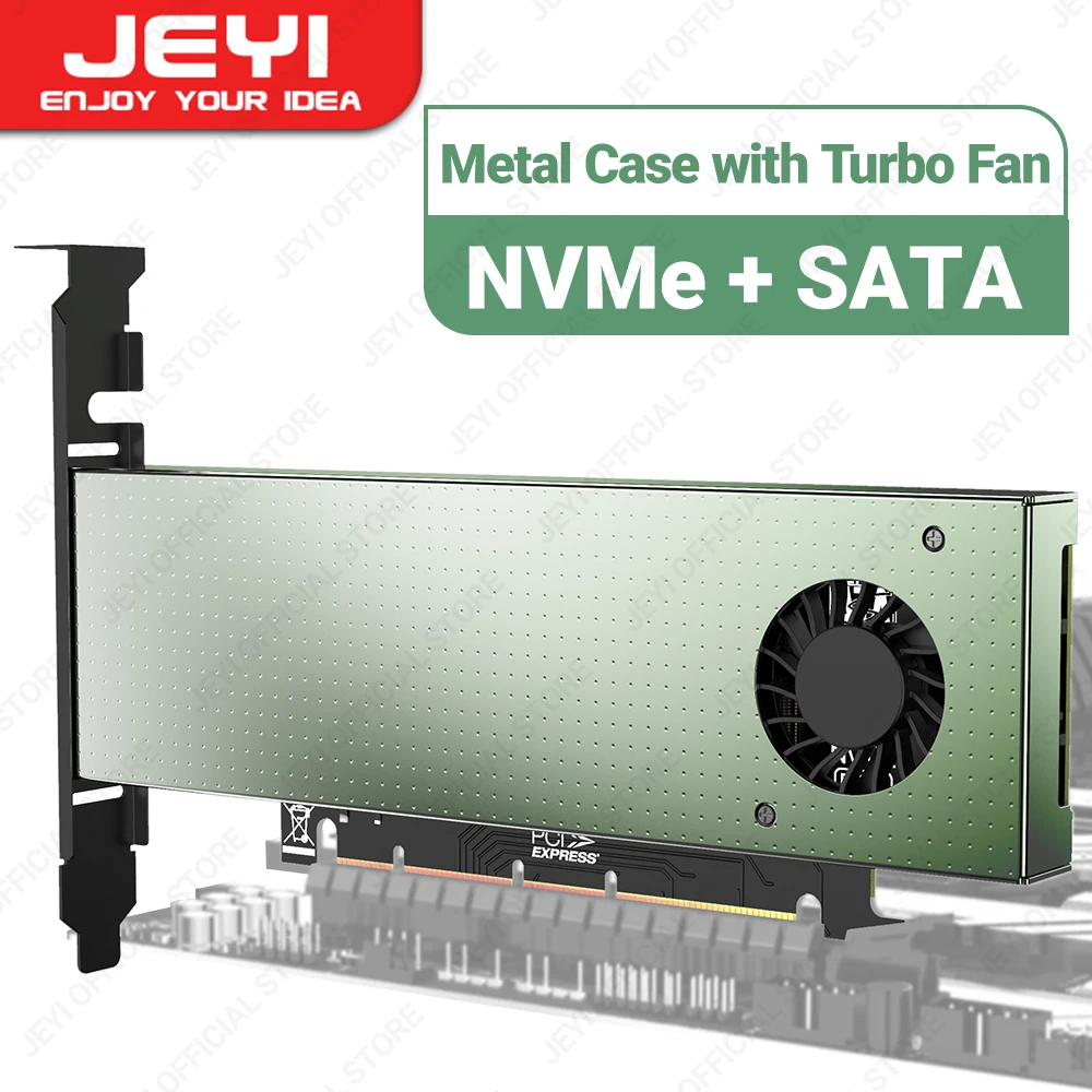 JEYI SK9 Adaptador M.2 NVMe a PCIe 4.0 con Ventilador Turbo