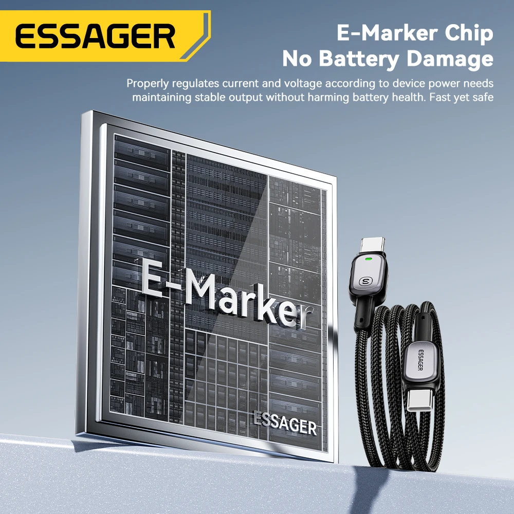 Essager Cable USB-C a USB-C 100 W PD con indicador LED - imagen 4