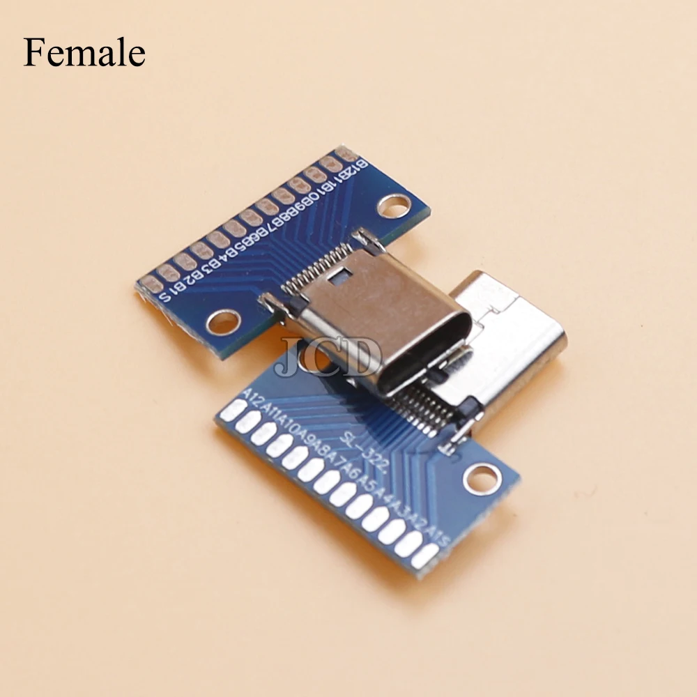Conector USB 3.1 Tipo C Macho-Hembra PCB Prueba Universal 24P - imagen 2