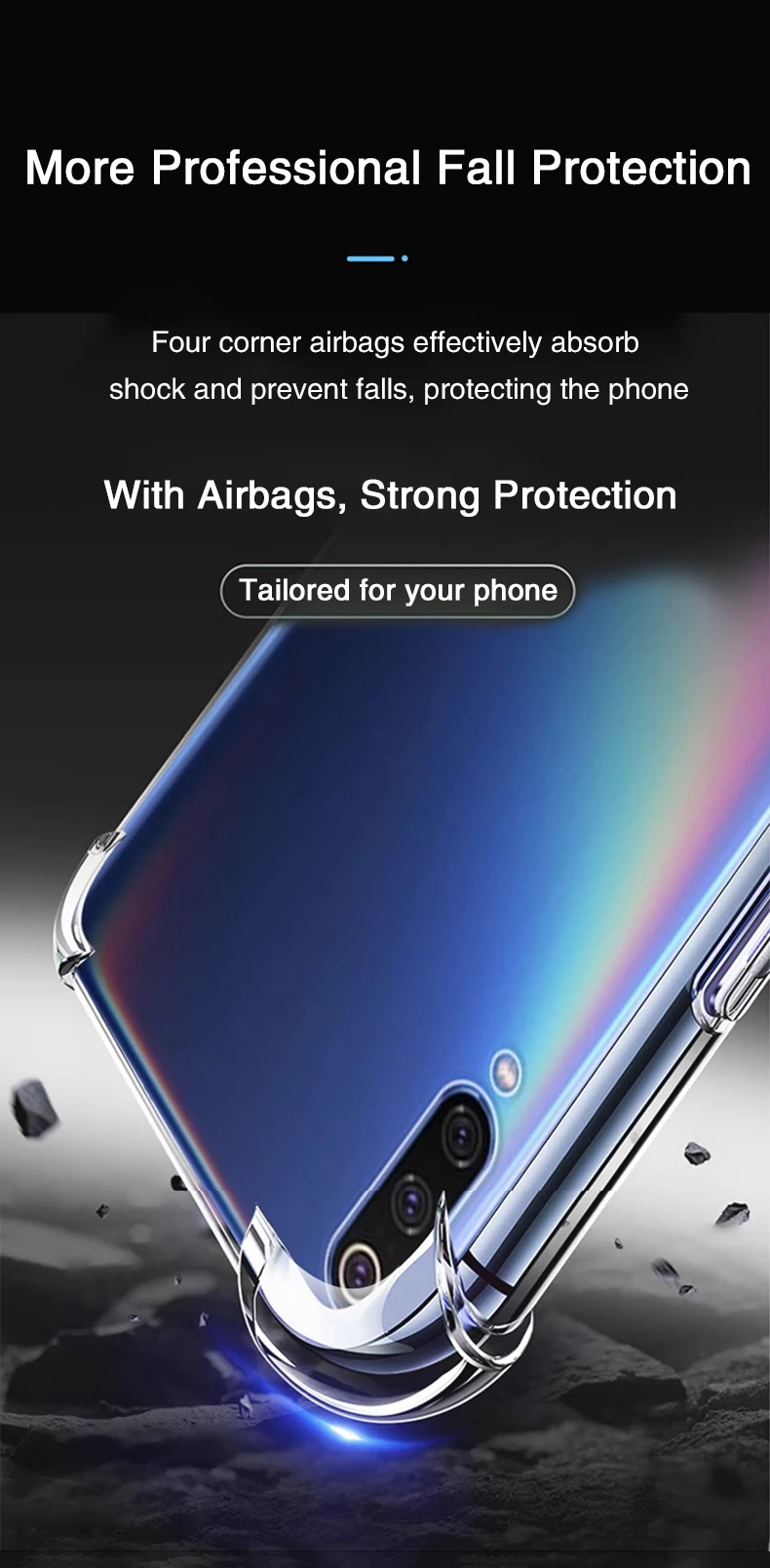 Funda transparente para Xiaomi Mi 9 con bordes reforzados