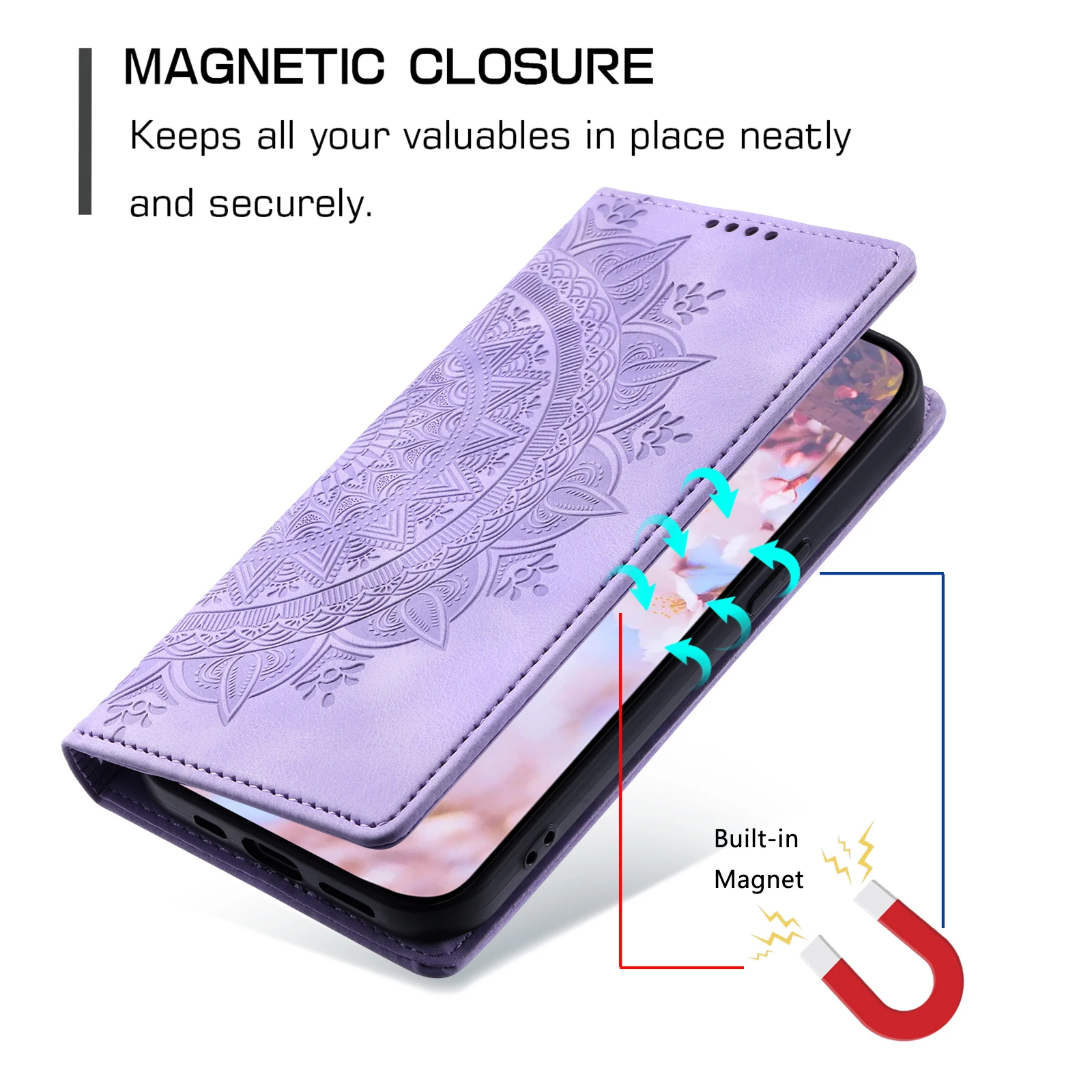 Funda cerrada con relieve visible