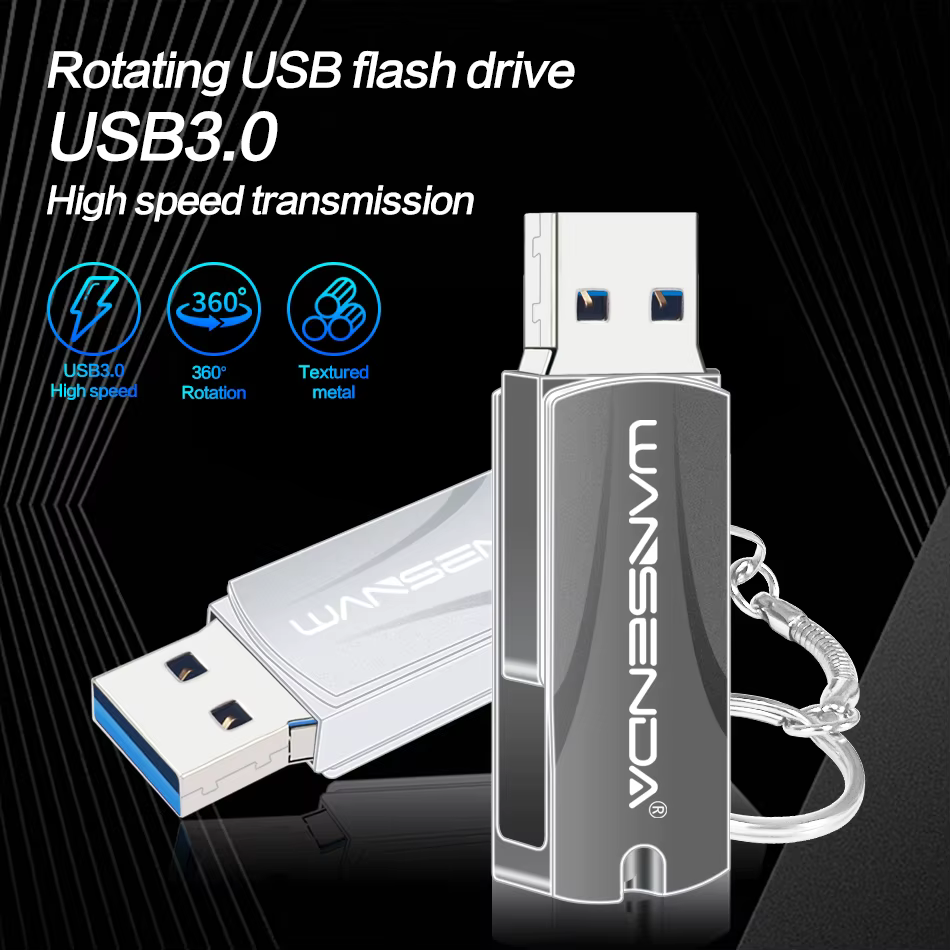 Pendrive USB 3.0 WANSENDA con rotación y llavero