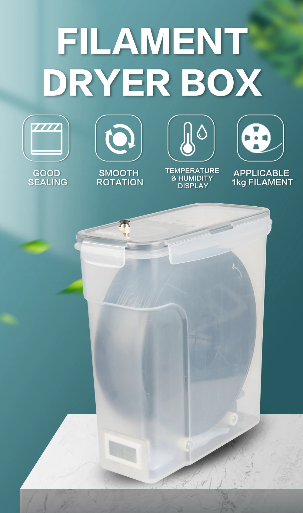 Caja de secado XCR3D con tarros de sílice