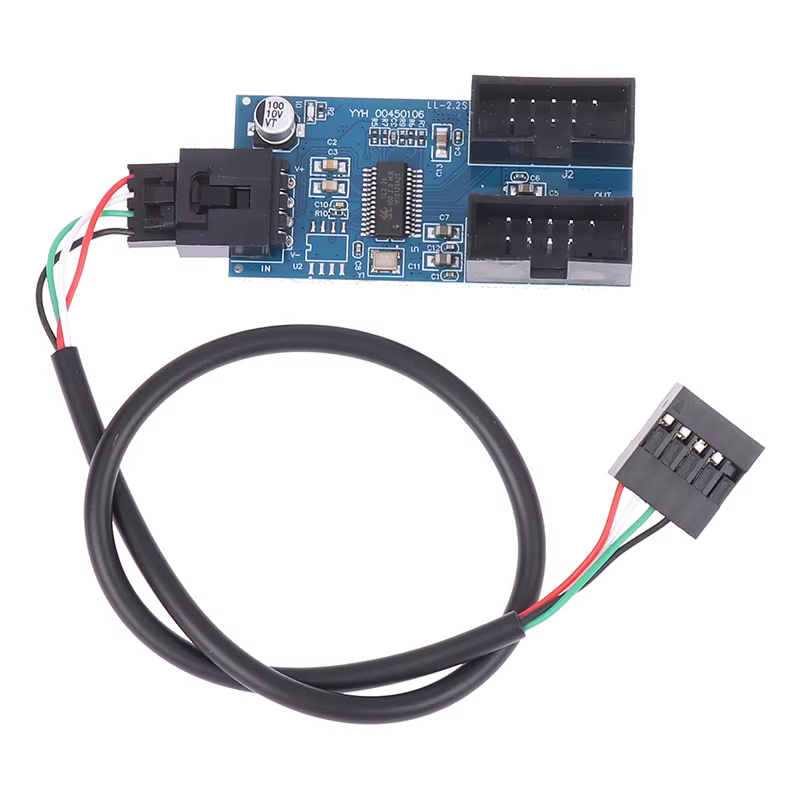 Tarjeta expansión USB 2.0 con cable – Adaptador macho a 2 hembras - imagen 3