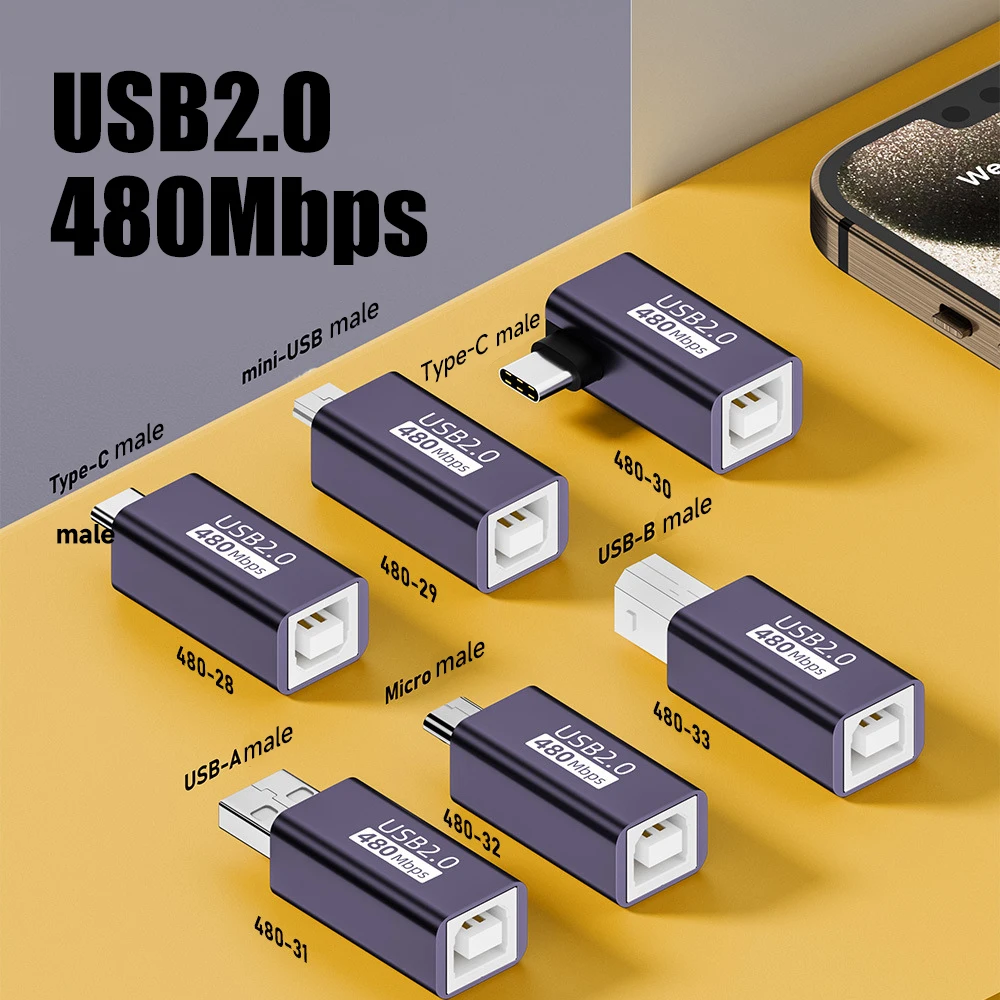Adaptador USB-B hembra a Micro USB macho MOSHOU para impresoras y teclados
