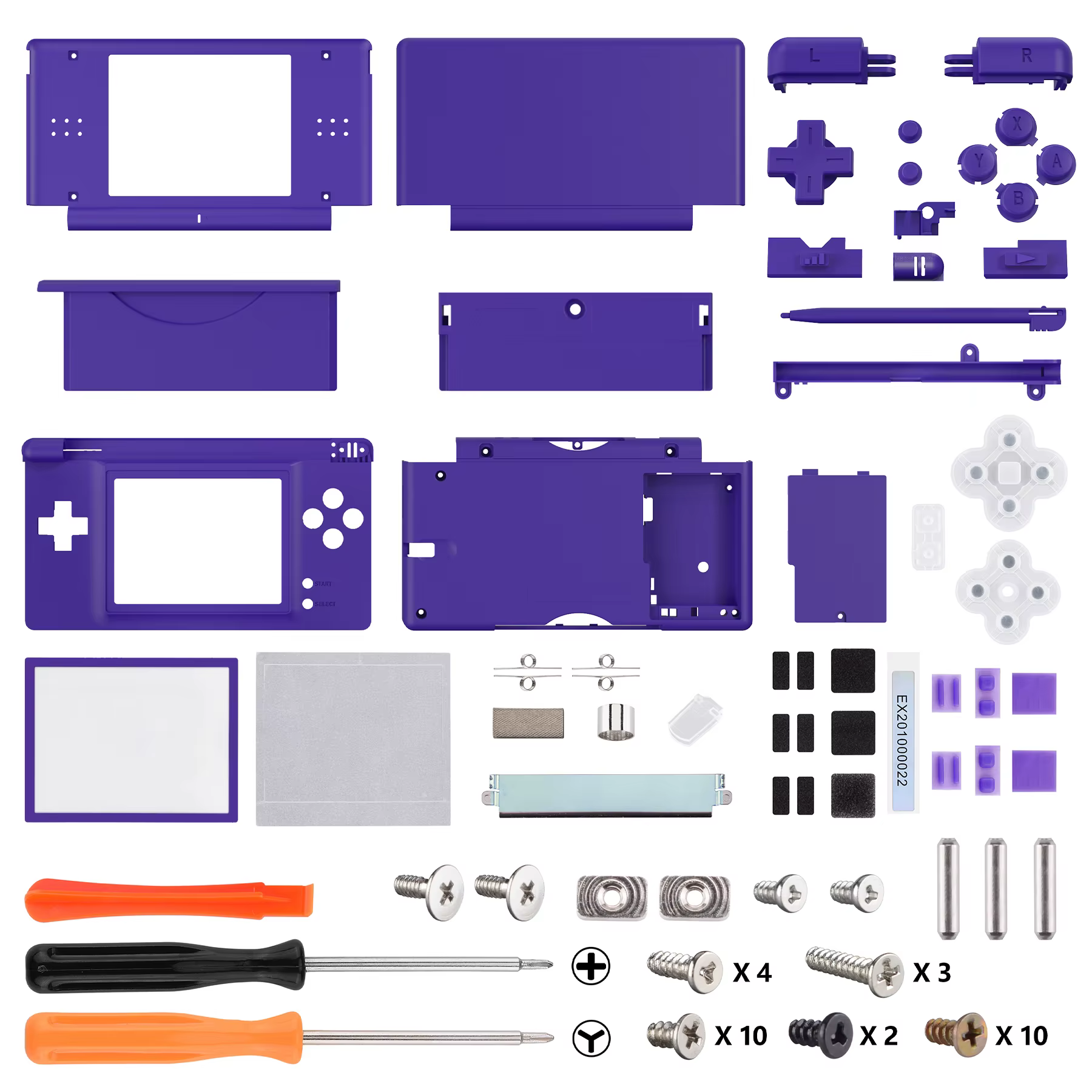 eXtremeRate Carcasa de Recambio Nintendo DS Lite Violeta Antigolpes