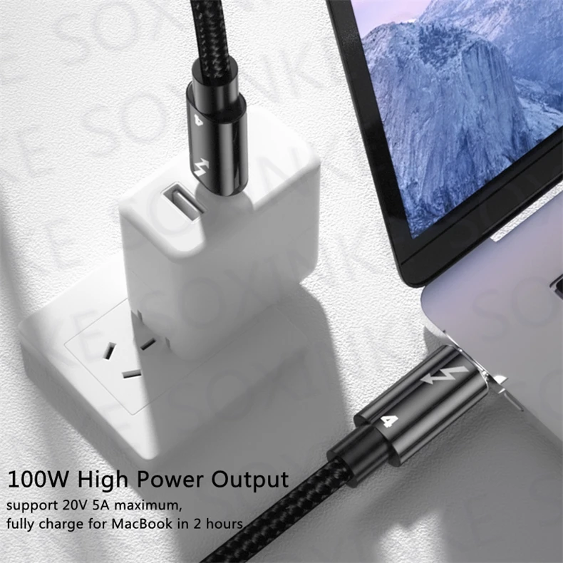 Cable Thunderbolt 4 USB-C 40Gbps – 100W y 8K para MacBook Pro