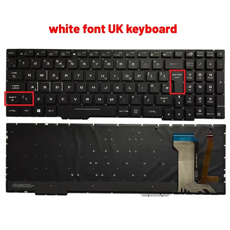 Vista superior del teclado
