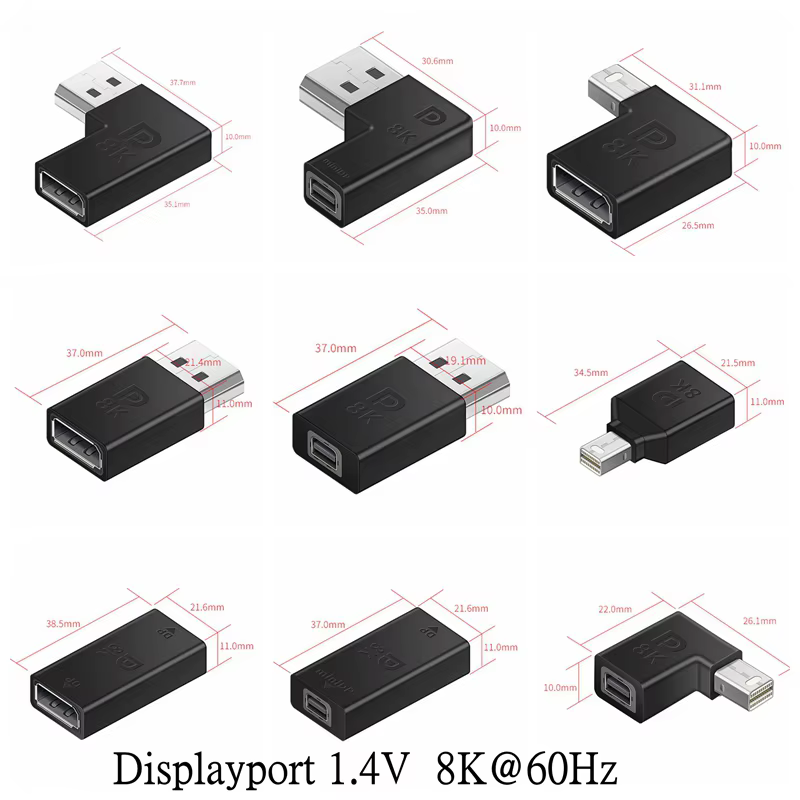 Adaptador DisplayPort a Mini DP 90° – 8K/60 Hz y 4K/165