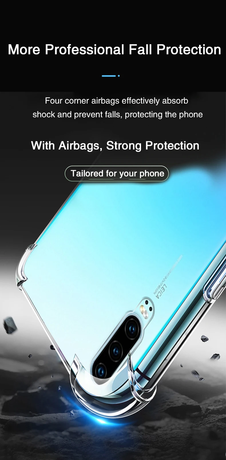 Funda transparente de silicona para Huawei P30