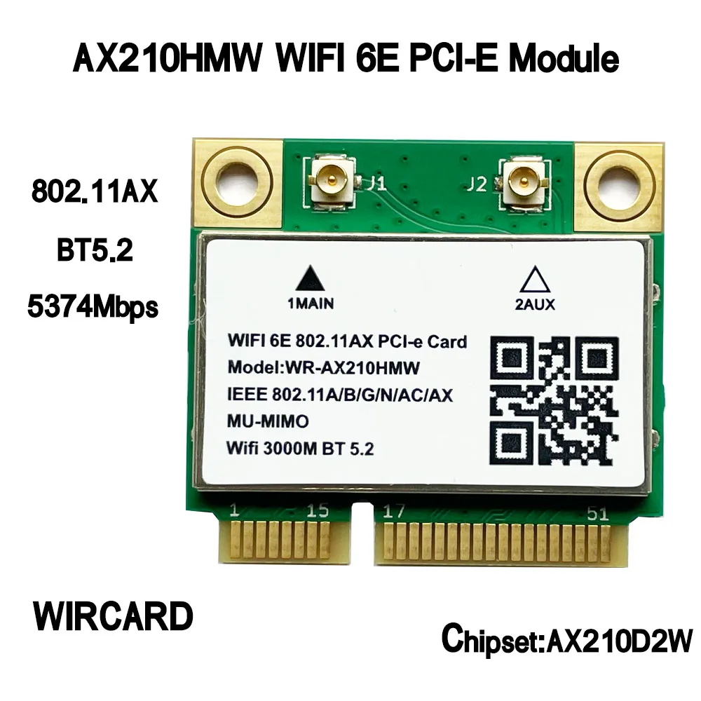 Placa Mini PCI‑E AX210 vista frontal