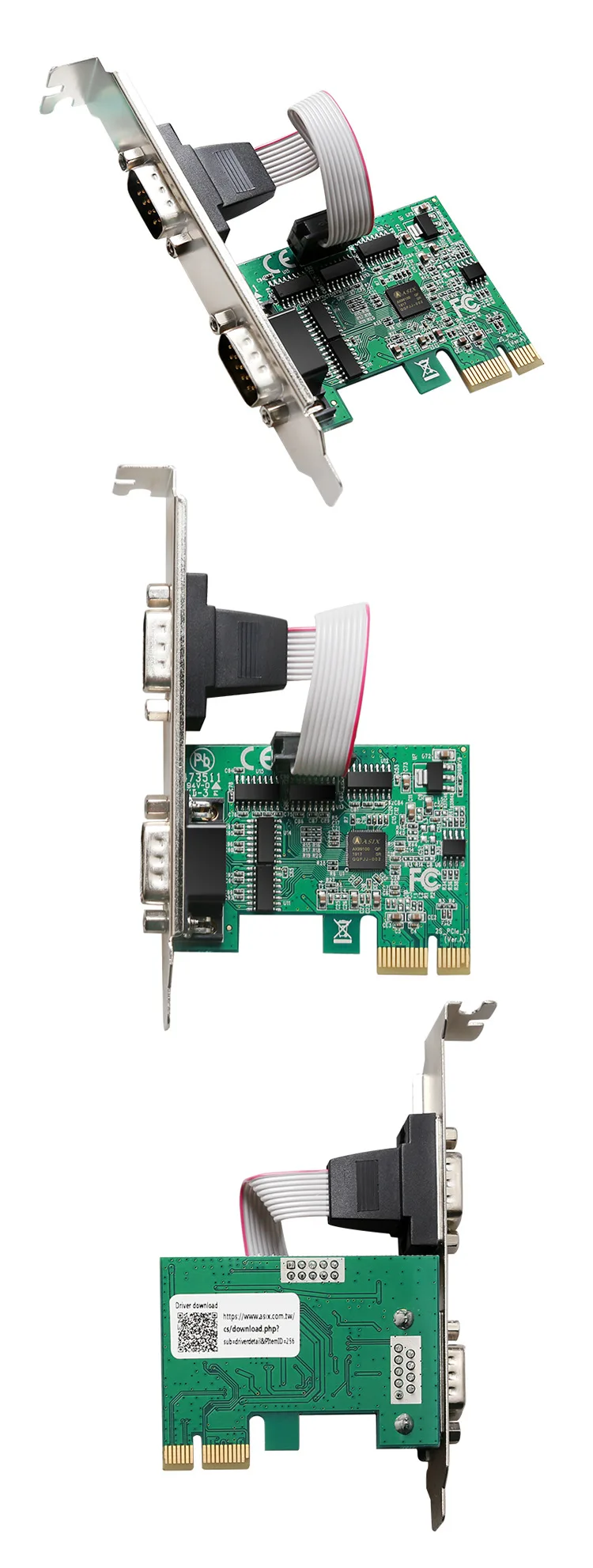 Tarjeta de expansión PCIe dual serial con chip AX99100