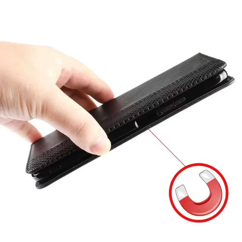 Interior de la funda tipo libro con ranura para tarjetas