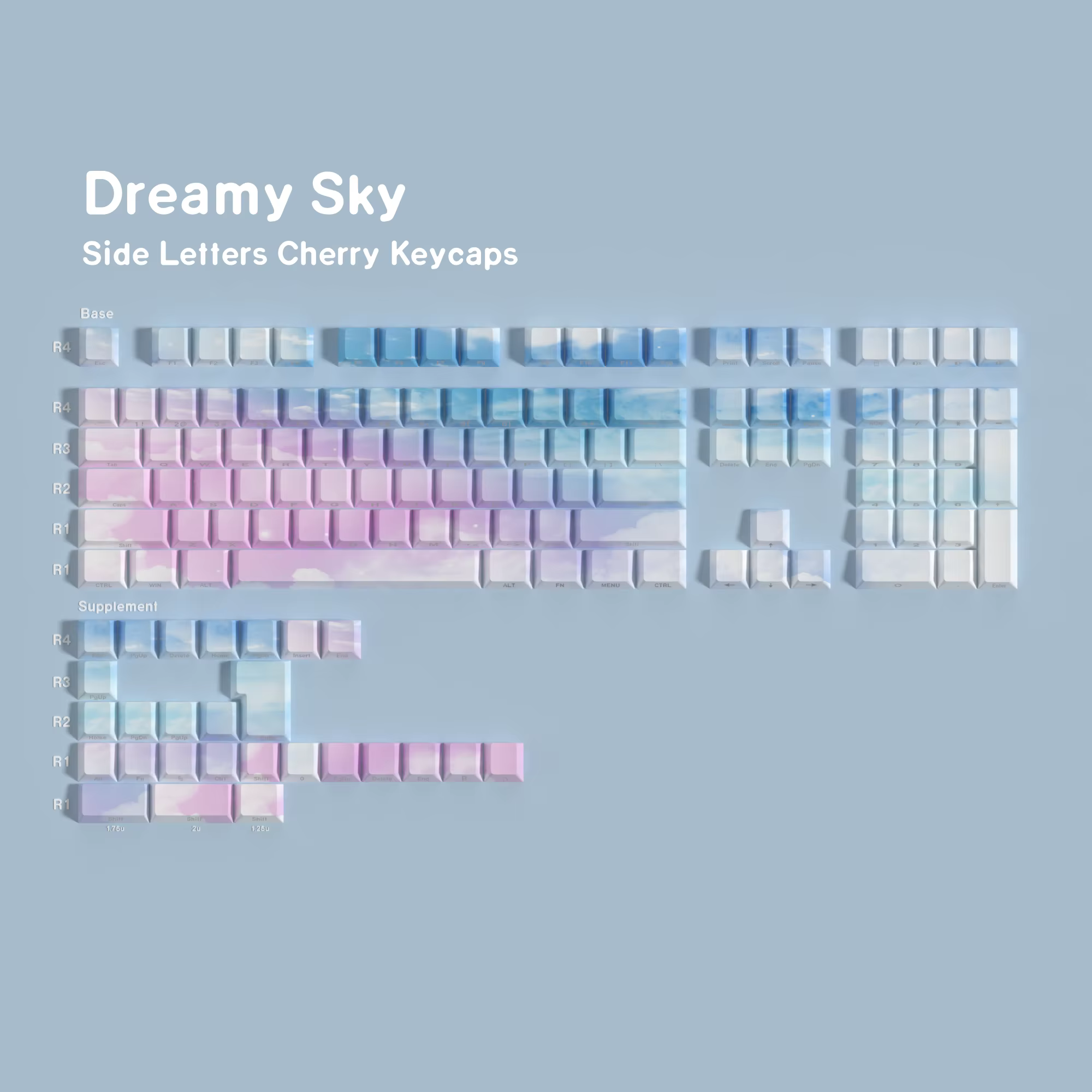 Juego de teclas PBT Jaycomia con diseño de cielo ensueño