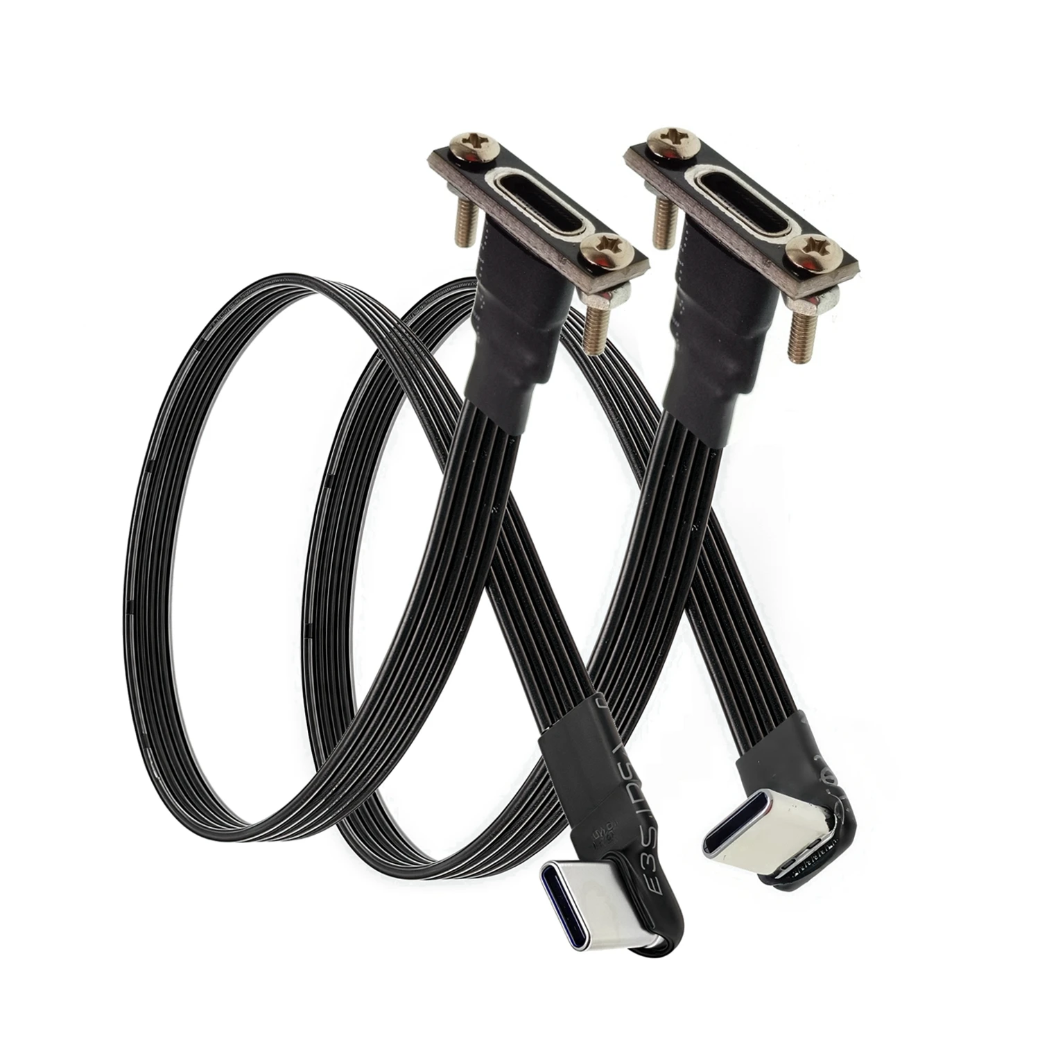 Cable banda plana USB-C 90° - detalle de conectores