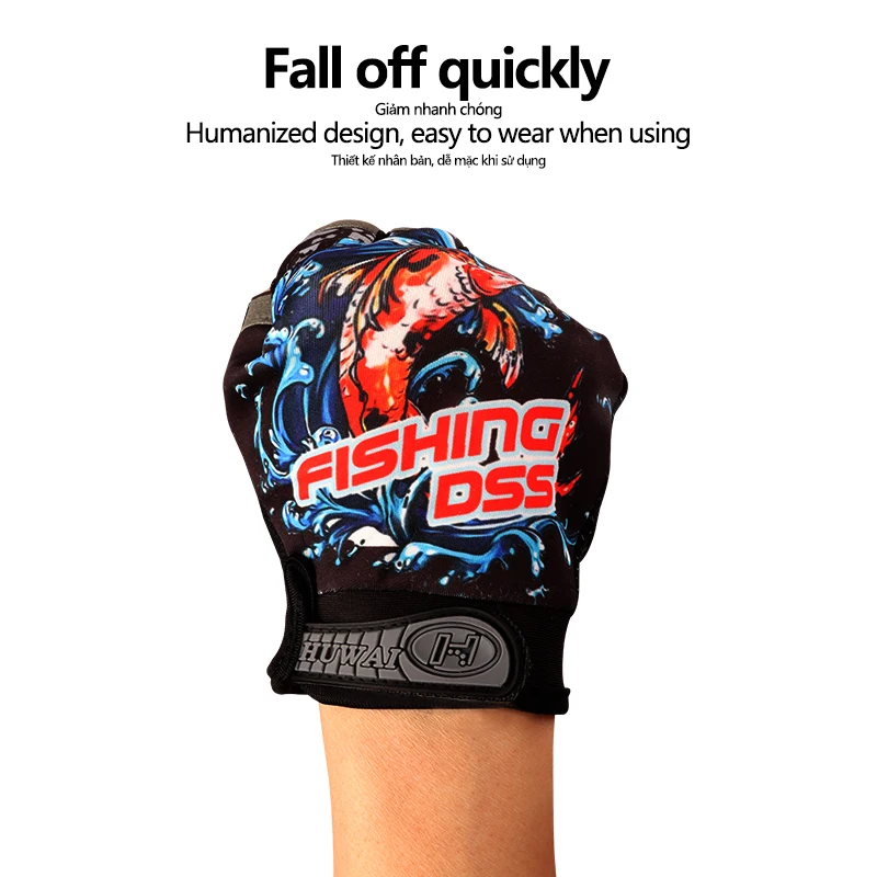 Guantes de pesca vista lateral con detalle de tejido