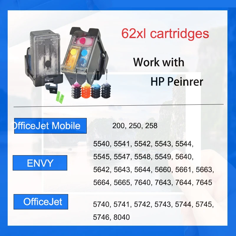 HP 62XL, cartucho de tinta recargable compatible con Envy 5540 - imagen 4