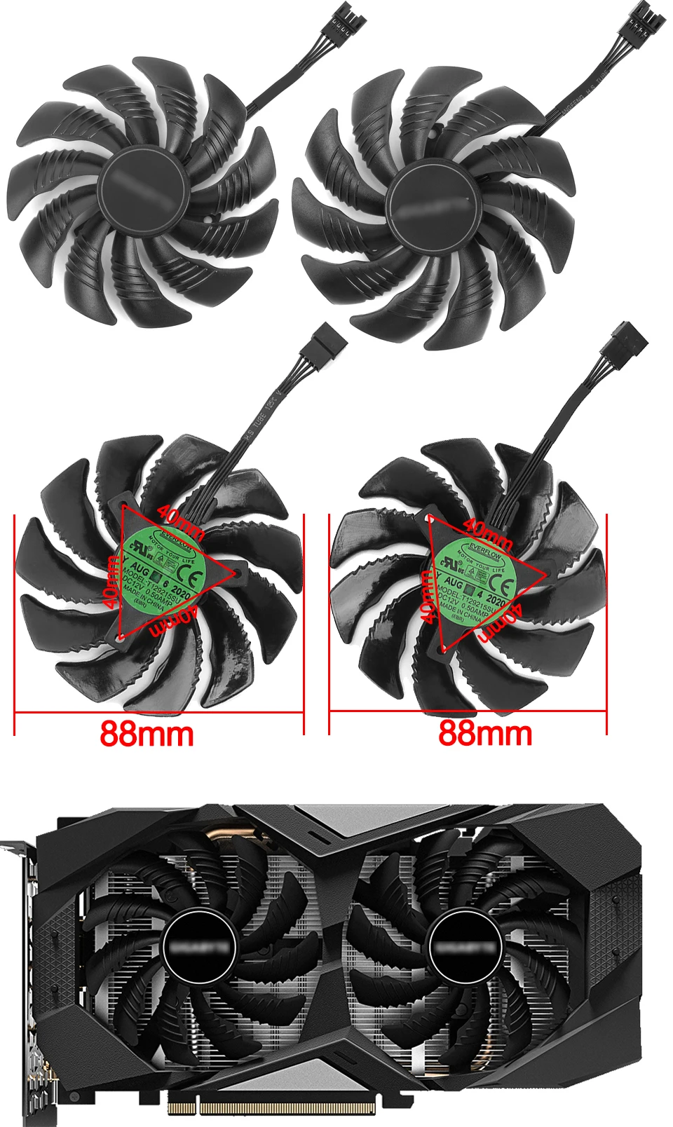 Ventilador de refrigeración Gigabyte 88mm