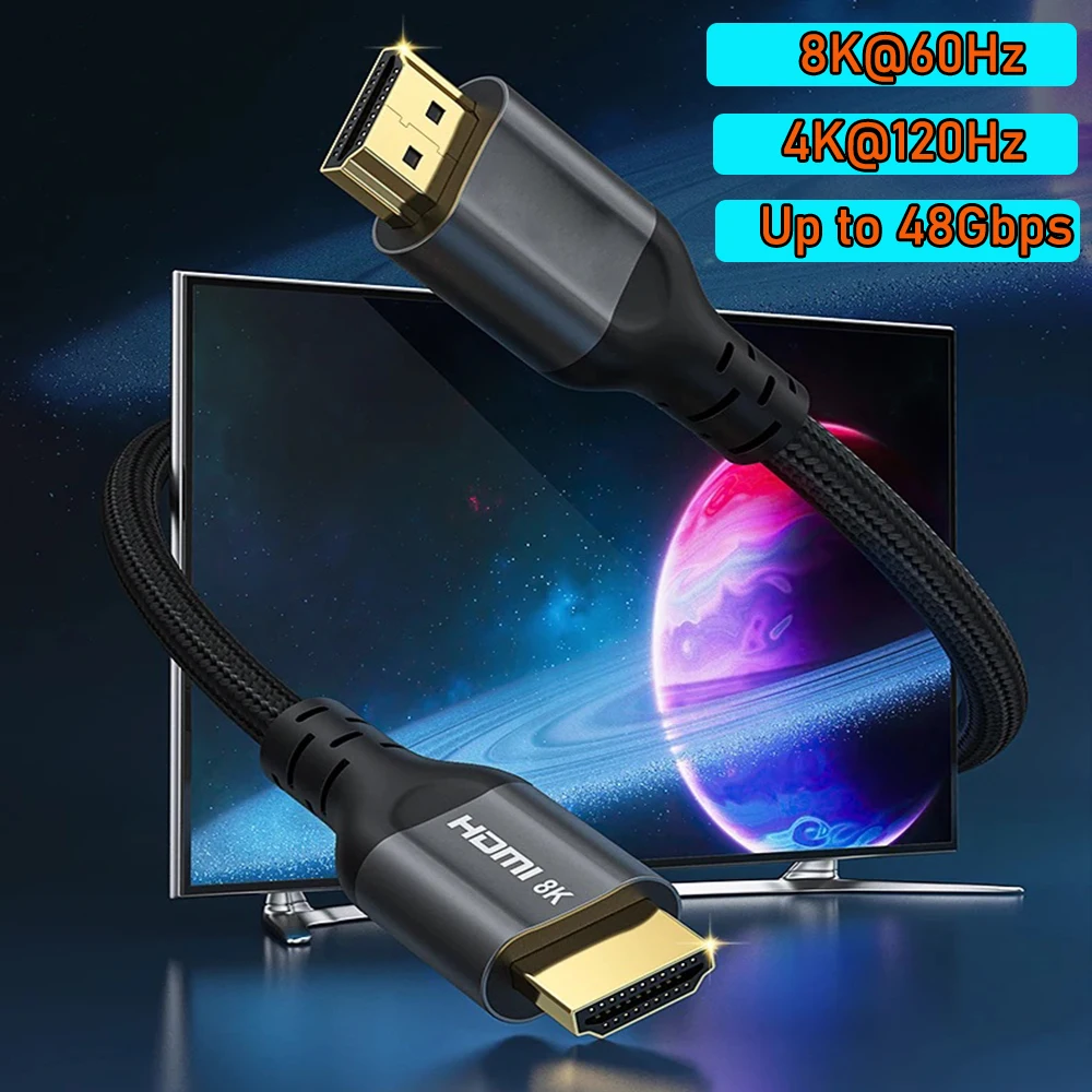 Cable HDMI 2.1 trenzado 8K 60Hz compatible con PS5 y Xbox Series X